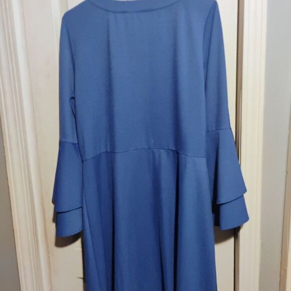 Isaac Mizrahi Blue Long Sleeve Dress - Picture 9 of 9